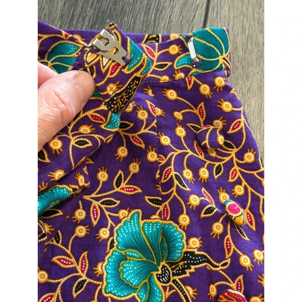 Emchit 5029 Batik Floral Wrap‎ Maxi Skirt Purple Cotton 28 Boho Ethnic Festival